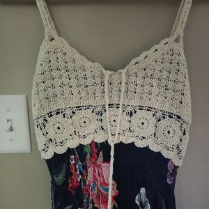 Floral Maxi Dress with Crochet Top